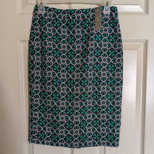 J. Crew Lattice Medallion Pencil Skirt size 00 (NWT)